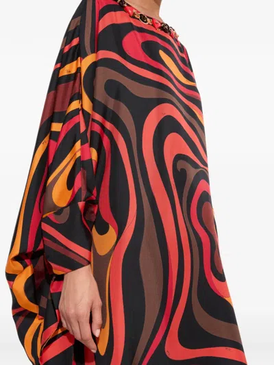 Pucci Marmo-print Embroidered Kaftan In Multi