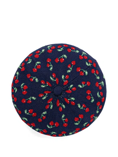 Kangol Tropic Cherry-pattern Beret In Blue