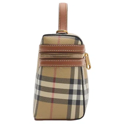 Burberry Women Beige Crossbody Bag With Adjutable And Removable Shoulder Strap And All-over Check Mo In Nude