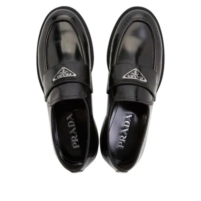 Prada Triangle-logo Slip-on Loafers In Black