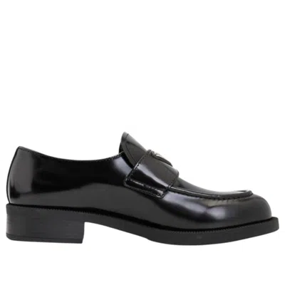Prada Triangle-logo Slip-on Loafers In Black