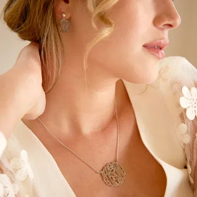 Bargainbazaar Sterling Silver Monogram Necklace - Large / 20 Inches In Metallic