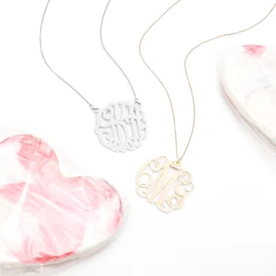Bargainbazaar Sterling Silver Monogram Necklace - Large / 20 Inches In Metallic
