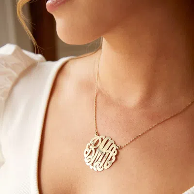 Bargainbazaar Sterling Silver Monogram Necklace - Large / 20 Inches In Metallic