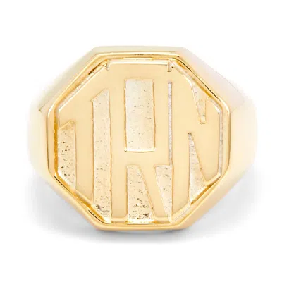Bargainbazaar Block Monogram Octagon Gold Signet Ring - 10 In Pattern