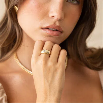 Brook & York Brook And York Carter Baguette Cut Cubic Zirconia Dome Ring In Gold