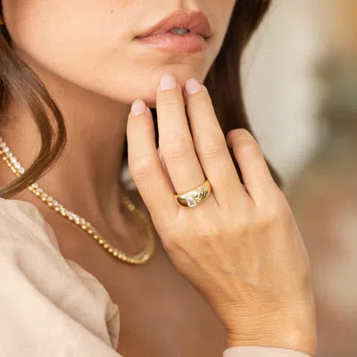 Brook & York Brook And York Carter Baguette Cut Cubic Zirconia Dome Ring In Gold