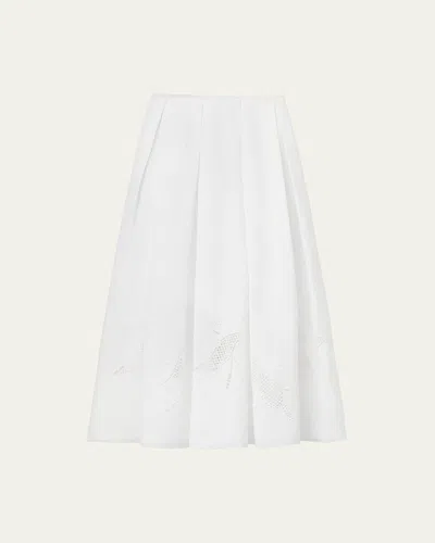 Lafayette 148 Organic Linen Embroidered Cutout Maxi Skirt In White