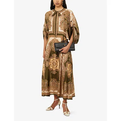 Zimmermann Mahon Paisley Print Habutai Silk Maxi Dress In Green