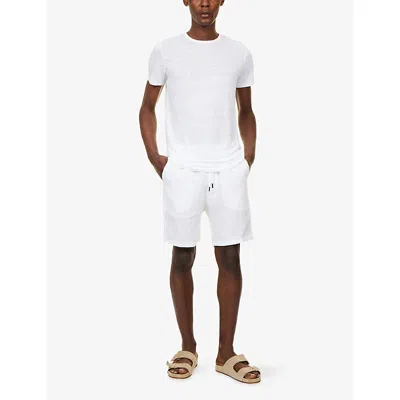 Derek Rose Mens White Vienna Drawstring Linen Shorts Xl