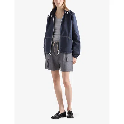 Prada Womens  Lightweight Re-nylon Blouson Jacket In Blue