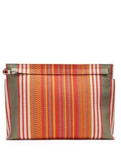 Loewe Striped Canvas Pouch In Red