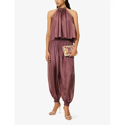 Zimmermann Womens Musk Aster Harem Silk Trousers Xs In Brown