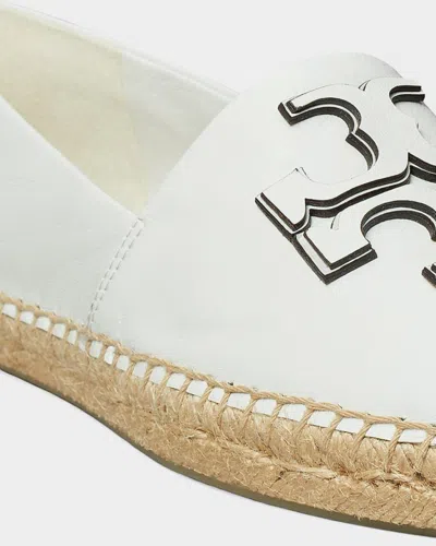 Tory Burch Ines Leather Double T Espadrilles In White