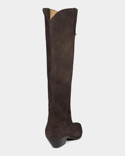 Isabel Marant Denver Leather Knee High Western Boots In Brown