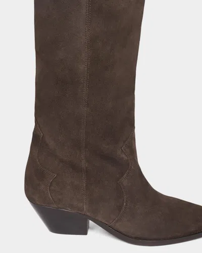 Isabel Marant Denver Leather Knee High Western Boots In Brown