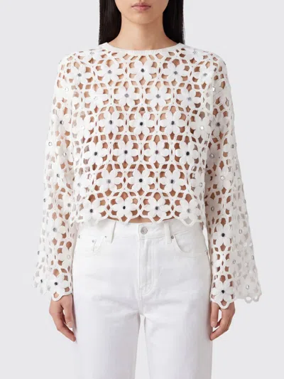 Michael Kors Floral-crochet Mirror-embellished Top In Neutral