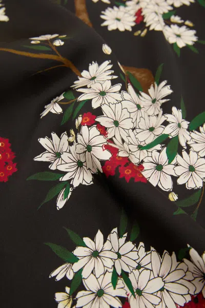 Olivia Von Halle Queenie Belted Floral-printed Silk-satin Robe In Black