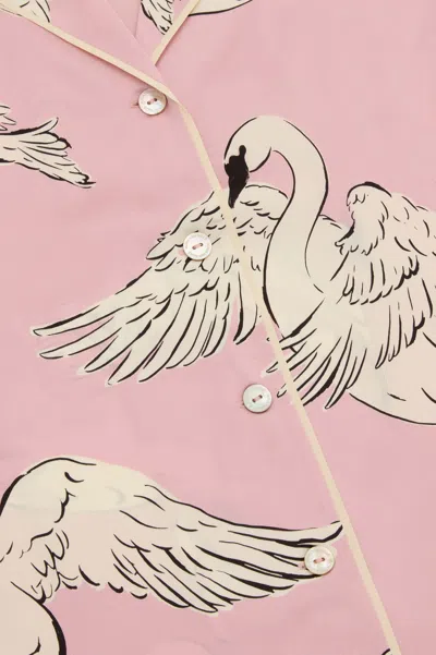 Olivia Von Halle Ingo Selene Pink Swan Pyjamas In Silk Satin