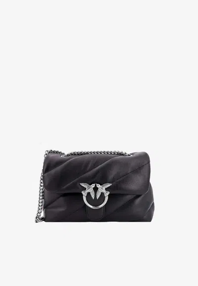 Pinko Big Love Bag Puff Maxi Quilt In Nero-old Silver