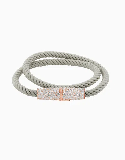 Emily P Wheeler Silk Wrap Bracelet - Diamond, Grey Silk In Gray
