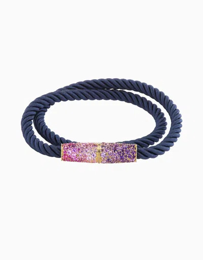 Emily P Wheeler Silk Wrap Bracelet - Pink And Purple Sapphire, Navy Silk In Blue