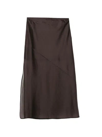 Helmut Lang Lyrd Sheer Airy Skirt Bistre In Brown