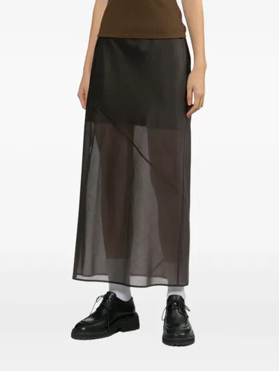 Helmut Lang Lyrd Sheer Airy Skirt Bistre In Brown
