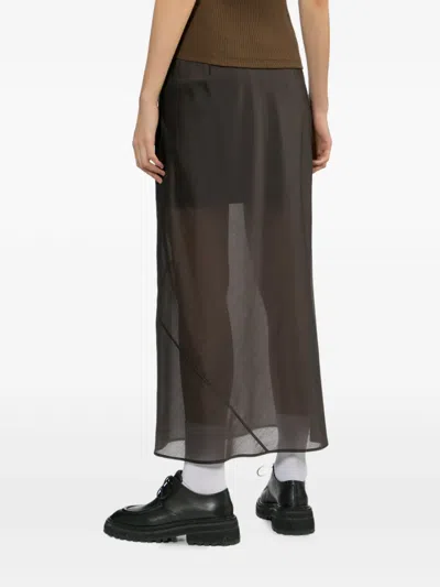 Helmut Lang Lyrd Sheer Airy Skirt Bistre In Brown