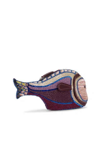 Staud Pesce Beaded Fish Clutch In Brown