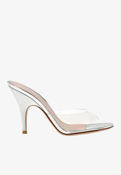 Gianvito Rossi Sofia Metallic Transparent-strap Mules In Silver