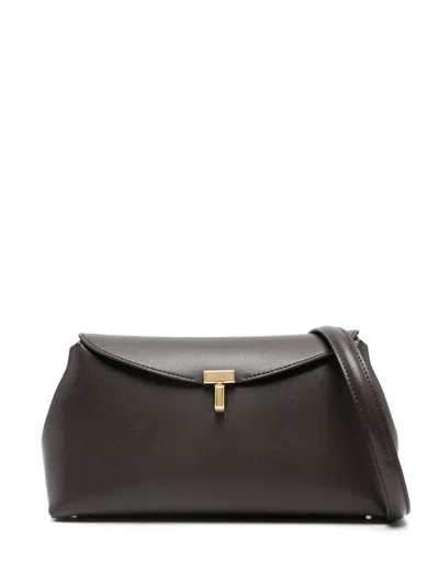 Totême Toteme Leather T-lock Top-handle Bag In Brown