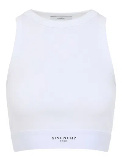 Givenchy Cropped Tank Top With Logo In White