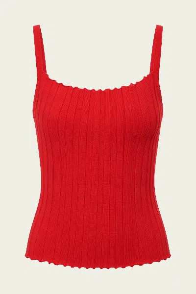 Staud Skye Ribbed Jersey Tank In Red