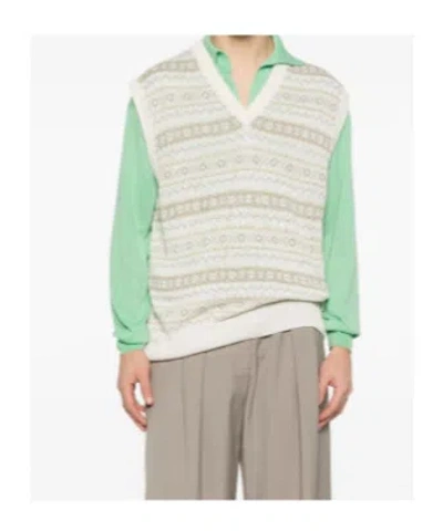 Kiton V-neck Patterned Vest In White