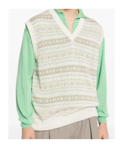 Kiton V-neck Patterned Vest In White