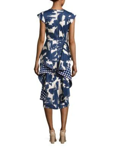 Shop Johanna Ortiz Palmtree Shadow Dress In Sapphire-ecru
