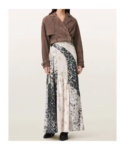 Allsaints Womens Mole Brown Ophelia Dropped-shoulder Belted-waist Suede Jacket Xs In Brown
