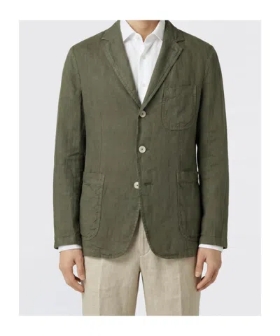 Aspesi Samuraki Linen Blazer In Green