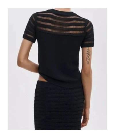 Rag & Bone Ladder-stitch Short-sleeve Sweater In Black