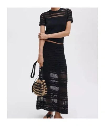 Rag & Bone Ladder-stitch Short-sleeve Sweater In Black