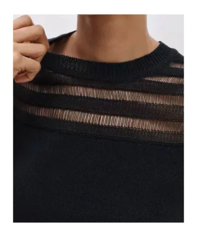 Rag & Bone Ladder-stitch Short-sleeve Sweater In Black