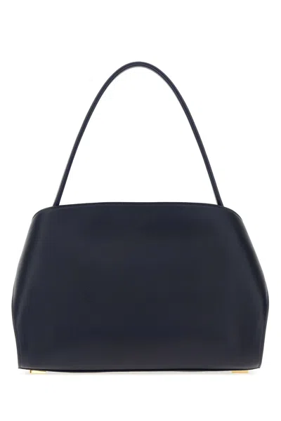 Ferragamo Soft Medium Shoulder Bag Gold Hardware Top Handle In Blue