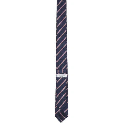 Thom Browne Formal Slim Striped Pattern Neck Ties In Blue