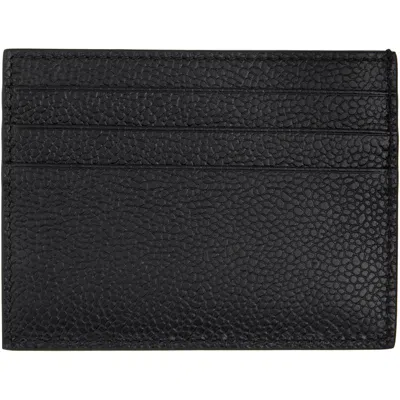Thom Browne Black Pebble Grain Note Compartment Card Holder In Black