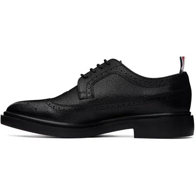 Thom Browne Black Pebble Grain Longwing Brogues In Multi