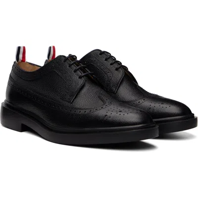 Thom Browne Black Pebble Grain Longwing Brogues In Multi