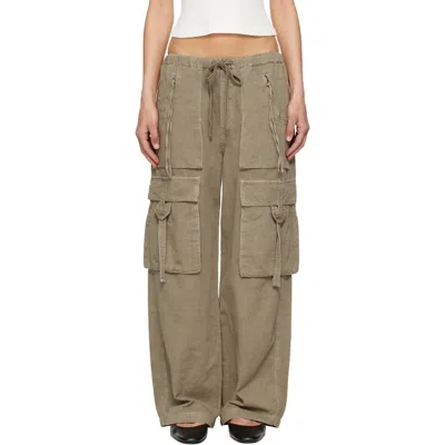 Citizen Of Humanity Womens Bezal (md Olv/grn) Andira Cotton And Linen Blend Cargo Trousers Xs In Gray