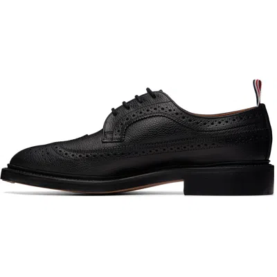 Thom Browne Black Pebble Grain Longwing Brogues In Black