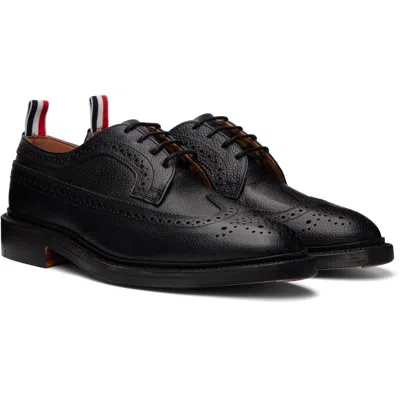 Thom Browne Black Pebble Grain Longwing Brogues In Black